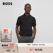 BOSS博斯【禮物】【男女同款 100%棉珠地布】休閑短袖Polo衫 001-黑色 2XL