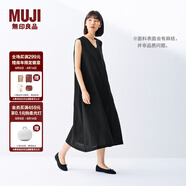 無印良品（MUJI）女式 棉 漢麻 無袖連衣裙女裝裙子夏季 連身裙長裙 BCD91C5S 黑色 S （155/80A）