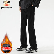 大嘴猴（paul frank）牛仔褲男士秋季高街微喇褲子男修身百搭休閑褲男褲 黑色加絨 XL