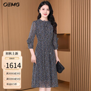 OEMG輕奢高端長袖連衣裙2025新款女春秋氣質(zhì)女神范修身休閑碎花裙 藍(lán)色-碎花連衣裙女早秋長袖2025 L [適合106-115斤]