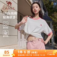 駱駝（CAMEL）夏日純棉T神男女寬松圓領(lǐng)短袖上衣T恤 C35BAXLN056A 櫻桃粉 XS