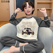 大童睡衣12-15歲男春秋2025新款男童睡衣哪吒春秋季長(cháng)袖兒童小男孩青少年夏款家居服 雙長(cháng)dz灰色吉普車(chē)太陽(yáng) 105 10碼建議身高-115CM體重32-3