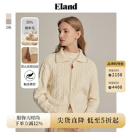 ELAND衣戀針織衫開(kāi)衫格雷系中短款羊毛混紡雙頭拉鏈毛衣 象牙白/白色(39)Ivory S (160)