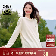 森馬梅花系列長袖T恤女中長款印花春秋oversize上衣109524101001