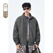 尤芮軻飛行夾克男三防美式秋冬穿搭加厚立領(lǐng)棒球服外套短款工裝沖鋒衣 HY25598狼灰色【升級款羽絨服】 XL 130-145斤