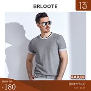Brloote/巴魯特短袖T恤男夏季時(shí)尚休閑棉撞色拼接圓領(lǐng)體恤衫 淺灰 165/88A