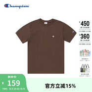Champion冠軍情侶純棉短袖T恤春夏新款男刺繡小C美式潮牌上衣 咖啡色  M