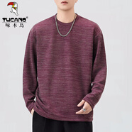 啄木鳥(niǎo)（TUCANO）針織長(cháng)袖T恤男款秋季2025新款感寬松圓領(lǐng)內搭打底衫男 棗紅 3XL 碼 【170-185斤】