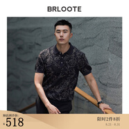 巴魯特（Brloote）絲棉短袖POLO衫男士時(shí)尚復古滿(mǎn)身提花T恤夏裝 黑色 185/104A