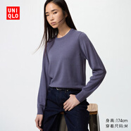 優(yōu)衣庫女裝精紡美利奴羊毛圓領(lǐng)針織衫長袖通勤25秋冬新款478330 65 寶藍(lán)色 M