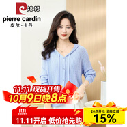 皮爾卡丹（pierre cardin）麻花毛衣薄款外套女春夏簡約溫柔風連帽抽繩開衫氣質針織衫上衣 2024紫色2025 均碼