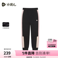 水孩兒（SOUHAIT）童裝女童加絨褲冬季兒童搖粒絨長(cháng)褲百搭褲子 鉆石黑SHSDGD05CK793D01 170