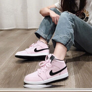 耐克（NIKE）新款女鞋Air Jordan 1 Low GS AJ1籃球粉紫白情人節(jié)女子高幫鞋 555112-601櫻花粉 35.5