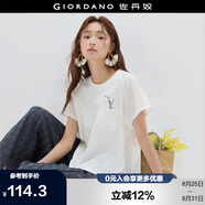 佐丹奴設計師款短袖T恤女夏季拼接繡花圓領(lǐng)寬松t恤衫18325809