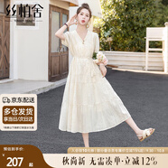 絲柏舍甜美V領(lǐng)連衣裙2025夏裝新款女裝收腰A字優(yōu)雅大擺仙女裙