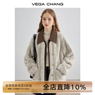 VEGA CHANG皮毛一體短外套女2025年秋冬新款寬松顯瘦高級感名媛風(fēng)毛絨大衣 常規(guī)版 L