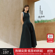 范思藍(lán)恩【徐若晗同款】腰精裙無袖背帶連衣裙女夏收腰禮服小黑裙 墨染黑 XL