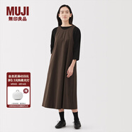 無印良品（MUJI）女式 易干平紋無袖連衣裙 女裝裙子長裙背心裙25年秋季連身裙 棕色格紋 M （160/84A）