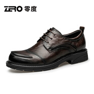 零度Zero官方皮鞋男2025新款舒適寬楦商務休閑鞋頭層牛皮寬腳大頭鞋 暗棕【升級款8211】（偏大一碼） 40