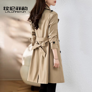 拉倫菲韻高端品牌 風(fēng)衣女中長(cháng)款2025春秋新款韓版收腰顯瘦小個(gè)子大衣外套 卡其 XL 【110-120斤】