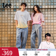 Lee【張凌赫代言】25新品松緊腰設計寬松淺藍男女同款牛仔氣球褲 淺藍色 L