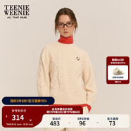 Teenie Weenie小熊絞花毛衣秋冬學(xué)院風(fēng)綿羊毛混紡針織衫 象牙白 165/M