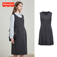 費雪孕婦秋裝2025新款孕媽高級感穿搭秋冬背帶連衣裙大碼通勤兩件套裝 灰色毛呢裙 L【120-140斤適穿】