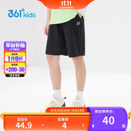 361°兒童短褲夏季男女童3-12歲透氣運動褲梭織五分褲 黑 170