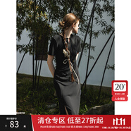 范思藍(lán)恩云端漫步國(guó)風(fēng)新中式修身針織連衣裙2024夏季新款圓領(lǐng)裙子 黑色 XS