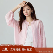 茵曼甜美溫柔風(fēng)針織遮陽衫女2025春季薄款空調(diào)衫外搭開衫 煙粉色 L