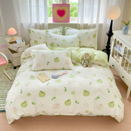 語(yǔ)森憶2025新款四純棉件套100學(xué)生宿舍棉床上被套三件套全棉款床 蘋(píng)果派對(100棉 假一罰十) 床單款 7-2.0m床單款四件套(被套240x