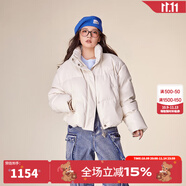LALABOBO90鴨絨休閑立領(lǐng)羽絨服女氣質(zhì)百搭寬松保暖厚外套潮流LBCD-WSYR48 米白 L 170