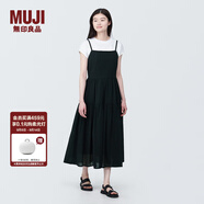 無(wú)印良品（MUJI） 女式 強捻 吊帶連衣裙 女裝裙子夏季純棉全棉 長(cháng)裙BC2IKC4S 黑色 M 160/84A