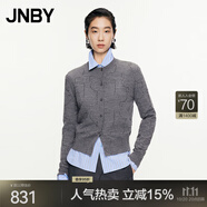 JNBY/江南布衣春秋針織開衫珠管繡毛衣修身開襟針織衫5O8313670 072/中雜灰 M