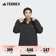 adidas舒適加絨戶(hù)外運動(dòng)連帽軟殼衣男裝秋冬阿迪達斯官方TERREX 黑色/黑色   4XL