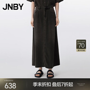 JNBY/江南布衣25夏半身裙萊賽爾牛仔柔軟A型簡約通勤休閑5P4D14410 998/牛仔深灰 M