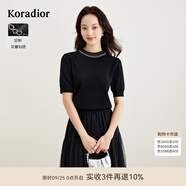 珂萊蒂爾吸濕冰絲針織衫短袖t恤女氣質(zhì)顯瘦黑色上衣女 黑色 XL