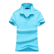 POLO SPORT保羅POLO衫女士翻領(lǐng)短袖商務(wù)T恤女有領(lǐng)純棉休閑Polo領(lǐng)修身半袖衣 天藍色 M 男偏大版(130-145斤)