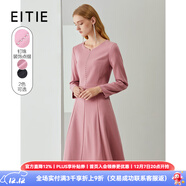 愛(ài)特愛(ài)（EITIE）冬季新款商場(chǎng)同款時(shí)尚V領(lǐng)洋氣釘珠收腰A字顯瘦呢子連衣裙6407114 珊紅65 M 160