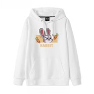 完壯瘋狂動(dòng)物城衛衣 春秋款兔子朱迪狐貍尼克不一樣情侶裝寬松外套 白色連帽-朱迪胡蘿卜橫條 薄款 M
