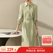 尚都比拉春秋氣質(zhì)女神范長(cháng)袖襯衫連衣裙中長(cháng)款顯瘦裙子