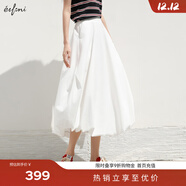 伊芙麗（eifini）伊芙麗輕薄棉感蓬松時(shí)尚百搭顯瘦立體花苞裙半裙女2025夏季新款 本白色 M 105-120斤