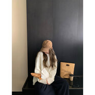 區區歐陽(yáng)'不一般的超厚條紋T'長(cháng)期主義定制慵懶條紋針織長(cháng)袖T恤 米白色 L