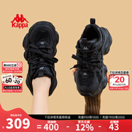 KAPPA卡帕女鞋厚底運動(dòng)鞋2025冬季新款增高軟底老爹鞋透氣休閑跑鞋子女 黑色【四季款】腳胖拍大一碼 35