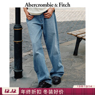 Abercrombie & Fitch男裝25秋冬美式棉質(zhì)經(jīng)典baggy風(fēng)寬松直筒牛仔褲長(cháng)褲131-5202 藍色 28 (175/72A)短版
