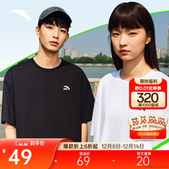 安踏休閑短袖t恤男女同款夏季簡(jiǎn)約純色圓領(lǐng)運動(dòng)打底衫寬松情侶上衣