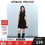 UR2025春季新款女摩登氣質(zhì)褶皺收腰顯瘦無(wú)袖連衣裙UYY750030
