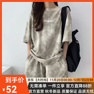 COZOK休閑運動(dòng)套裝女ins潮高街原宿風(fēng)新款夏季寬松短袖短褲速干兩件套 卡其色 XXL 推薦（135-150斤）