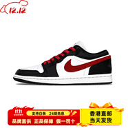 Jordan喬丹Air1爵士夜曲皮革情侶歐美韓式高街拼接低幫籃球鞋男女款黑紅 黑紅色 41