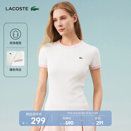 LACOSTE法國鱷魚(yú)女裝25春夏新款拼色純棉修身舒適短袖T恤|TF2432 NFU/白色/粉色拼色 M 38